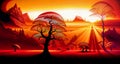 Colors of Magic: A Whimsical Fantasy Landscape Painting of a Sunset and Trees