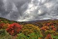 Colors in mountians in fall with clouds Royalty Free Stock Photo