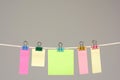 Colors paper on washing line Royalty Free Stock Photo