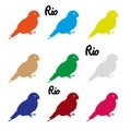 Colors parrots icons symbol and Rio text eps10 Royalty Free Stock Photo