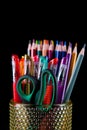 Colors pencil in glass with back background Royalty Free Stock Photo