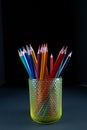 Colors pencil in glass with back background Royalty Free Stock Photo