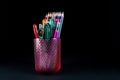 Colors pencil in glass with back background Royalty Free Stock Photo