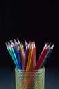 Colors pencil in glass with back background Royalty Free Stock Photo