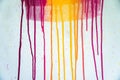 Colors of printing ink purple, pink, orange, yellow and magenta colors are dripping Royalty Free Stock Photo