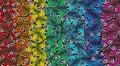 Colors of rainbow. abstract pattern of peacock butterflies for design. ornament of multicolored butterflies texture