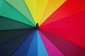 Colors of rainbow. multicolored umbrella close-up. rainbow umbrella