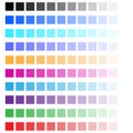 Colors set spectrum fading into trasnparency. Color palette. Colorful squares illustration