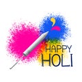 Colors splatter with pichkari for holi festival greeting