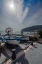 The boats on the pier of Noli, province of Savona in Liguria