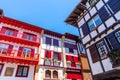 Colors of the traditional houses of Fuenterrabia or Hondarribia in the old part, Gipuzkoa Royalty Free Stock Photo