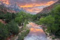 The colors of The Watchman. Zion National Park, Utah, USA. Royalty Free Stock Photo