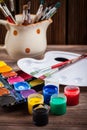 Colors, Watercolors and brushes Royalty Free Stock Photo