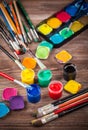 Colors, Watercolors and brushes Royalty Free Stock Photo