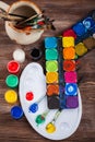 Colors, Watercolors and brushes Royalty Free Stock Photo