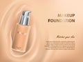 Colorstay make-up in elegant packaging on a background of wave of foundation