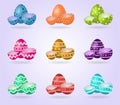 Vector illustration of colorful eggs with break egg collection on a white gradient background