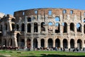 Coloseum against bright bluse sky in Rome Italy Royalty Free Stock Photo