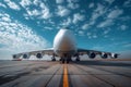 Giant airplane facing forward on airport tarmac Royalty Free Stock Photo