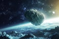 Colossal Asteroid earth collision. Generate Ai Royalty Free Stock Photo