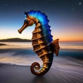 A colossal cosmic seahorse, its bioluminescent fin trailing streams of stardust as it navigates the cosmic seas4