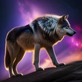 A colossal cosmic wolf with fur made of cosmic storms, howling amidst the celestial tempest5