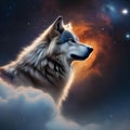 A colossal cosmic wolf with fur made of cosmic storms, howling amidst the celestial tempest3
