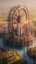 A colossal, intricate clockwork mechanism, its gears and cogs enormous and perpetually in motion
