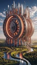 A colossal, intricate clockwork mechanism, its gears and cogs enormous and perpetually in motion