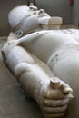 The colossal limestone head and body of Pharaoh Ramesses ll in Egypt.