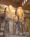 Colossal statue of Amenhotep III and his wife Tiye. The Egyptian Museum in Cairo Royalty Free Stock Photo