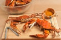 Colossal, steamed and seasoned chesapeake blue claw crabs Royalty Free Stock Photo