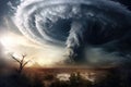 A colossal storm cloud looms menacingly overhead, casting an ominous shadow across the landscape., Photo illustration of a