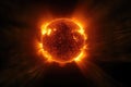 colossal sun, with its fiery surface in the middle of explosive eruption Royalty Free Stock Photo