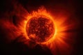 colossal sun, with its fiery surface in the middle of explosive eruption Royalty Free Stock Photo