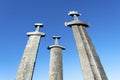 Colossal three viking swords monument in commemoration of the Battle of Hafrsfjord, Stavanger