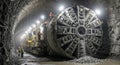 Massive Tunnel Boring Machine at Work in Underground Construction Royalty Free Stock Photo