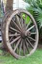 Colossal vintage wooden wagon wheels Royalty Free Stock Photo