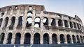 Colosseum or amphitheater Flavium in Italian Colosseo, the bigger ancient amphitheater in the world, heritage of Ancient Rome and