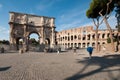 Colosseum and the Arch of Constantine Royalty Free Stock Photo