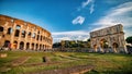 Colosseum and Arch of Constantine, Panoramic view, Rome, Italy Royalty Free Stock Photo