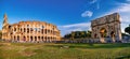 Colosseum and Arch of Constantine, Panoramic view, Rome, Italy Royalty Free Stock Photo