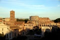 Colosseum and Arch of Titus seen from the Palatine Hill, Rome, Italy Royalty Free Stock Photo