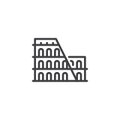 Colosseum building landmark line icon