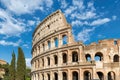Colosseum close-up at sunset in Rome, Italy. Royalty Free Stock Photo