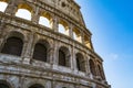 Colosseum closeup view, the world known landmark of Rome, Italy. Royalty Free Stock Photo