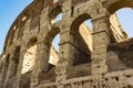 Colosseum closeup view, the world known landmark of Rome, Italy. Royalty Free Stock Photo