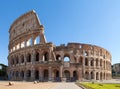 Colosseum or Coliseum Flavian Amphitheatre or Amphitheatrum Flavium also Anfiteatro Flavio or Colosseo. Oval amphitheatre in Rome Royalty Free Stock Photo