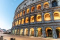 Colosseum, or Coliseum. Illuminated huge Roman amphitheatre early in the morning, Rome, Italy Royalty Free Stock Photo