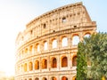 Colosseum, or Coliseum. Morning sunrise at huge Roman amphitheatre, Rome, Italy. Royalty Free Stock Photo